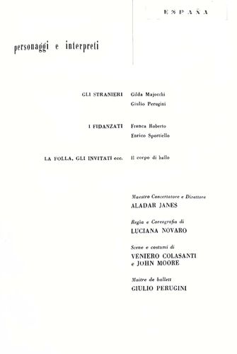Programma di sala di España, Teatro Massimo Bellini di Catania, 1959