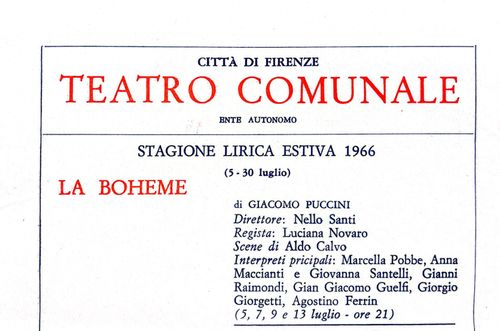Locandina de La bohème, Teatro Comunale di Firenze, luglio 1966