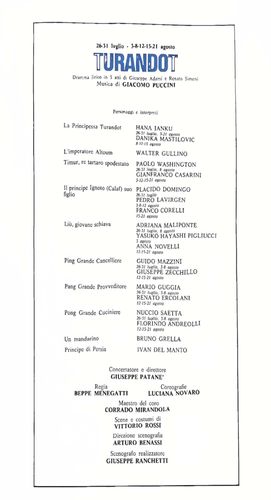 Programma di sala di Carmen, La forza del destino e Turandot, Arena di Verona, 1975