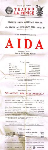 Locandina di Aida, Teatro La Fenice, dicembre 1961
