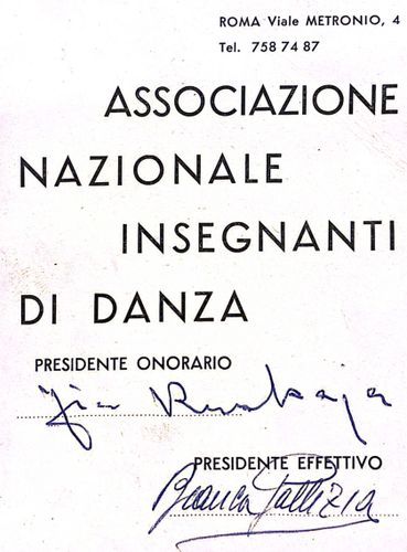 Tessera Associazione nazionale insegnanti di danza