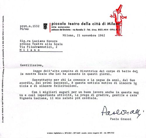 Auguri di Paolo Grassi, 21 novembre 1962