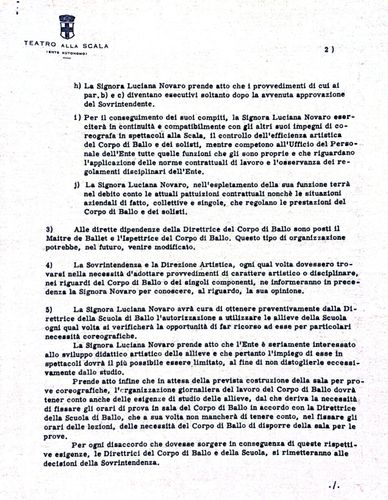 Contratto Direzione Corpo di Ballo del Teatro alla Scala, 1 dicembre 1962