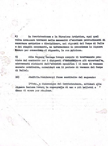Contratto Direzione Corpo di Ballo del Teatro alla Scala, 1 dicembre 1962
