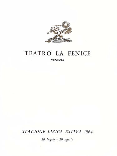 Programma di sala di Aida, Teatro La Fenice, Venezia, 1964
