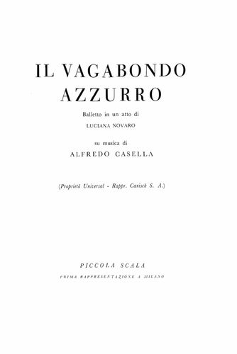 Programma di sala del balletto Il vagabondo azzurro, Teatro alla Scala, 1956-57
